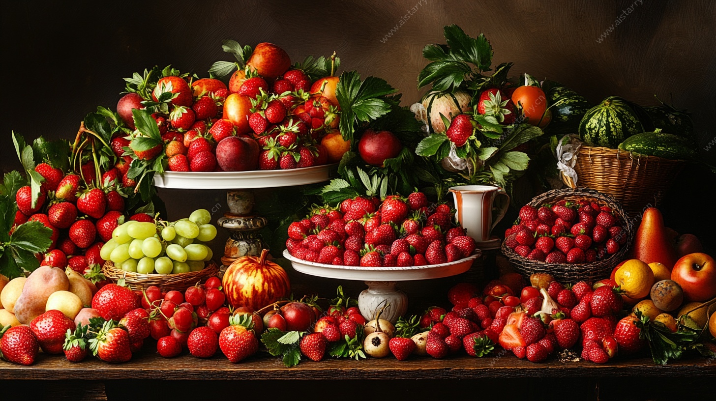 丰盛水果静物油画