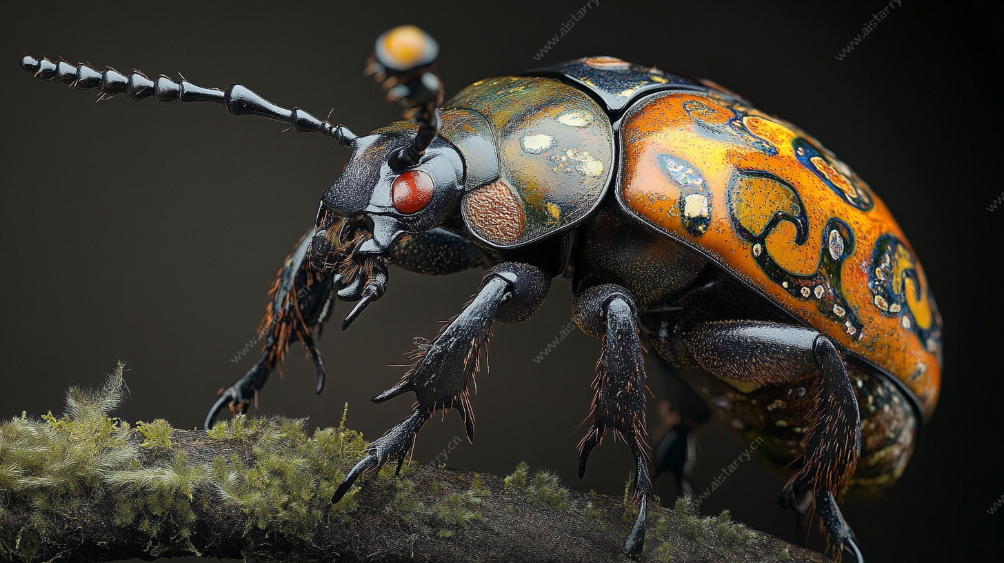 奇异彩甲虫微距特写