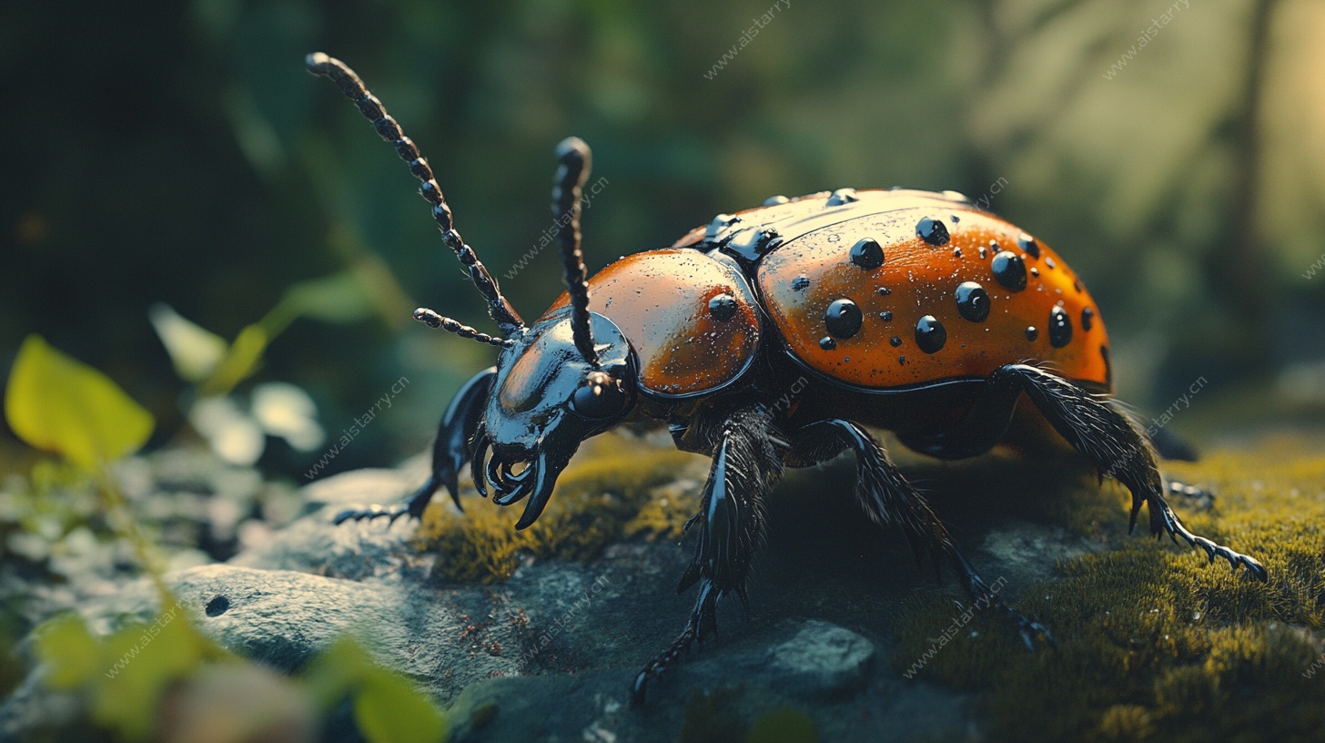 金属质感甲虫微观特写