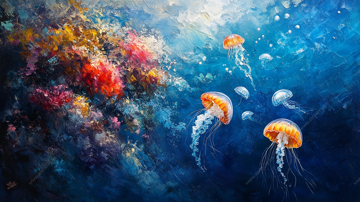 梦幻海底水母游弋图景