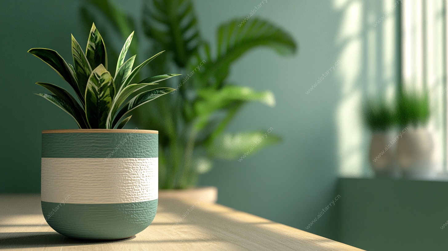 桌上绿植盆栽的清新一角