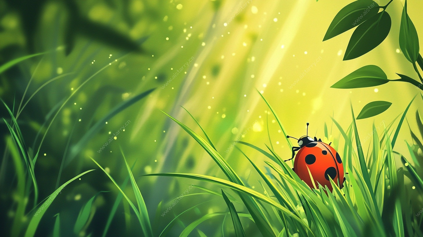 阳光下的瓢虫漫步