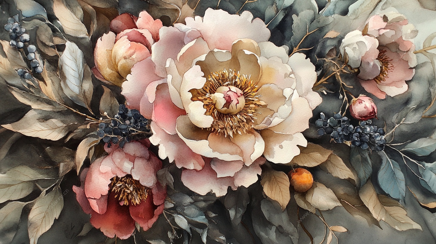 复古花卉静物油画