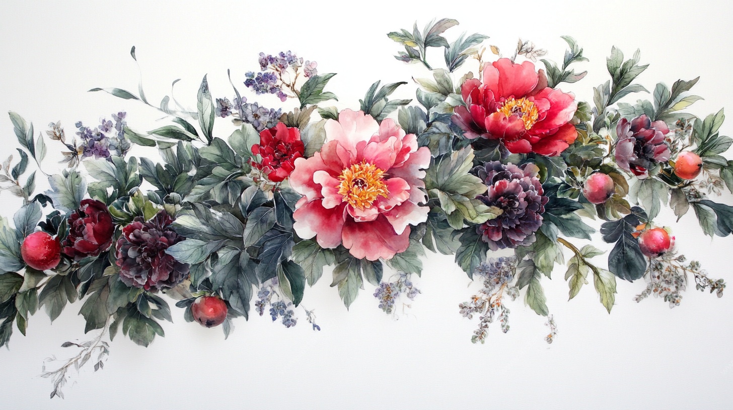 花卉水彩横饰图