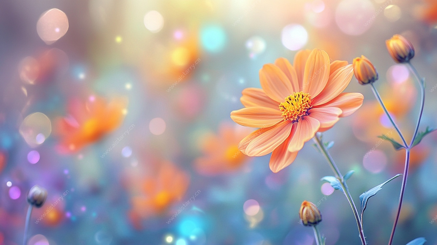 梦幻橙花绽放唯美背景