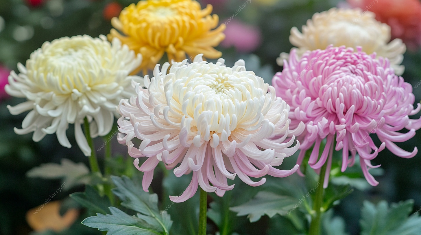 多彩菊花绽放美景