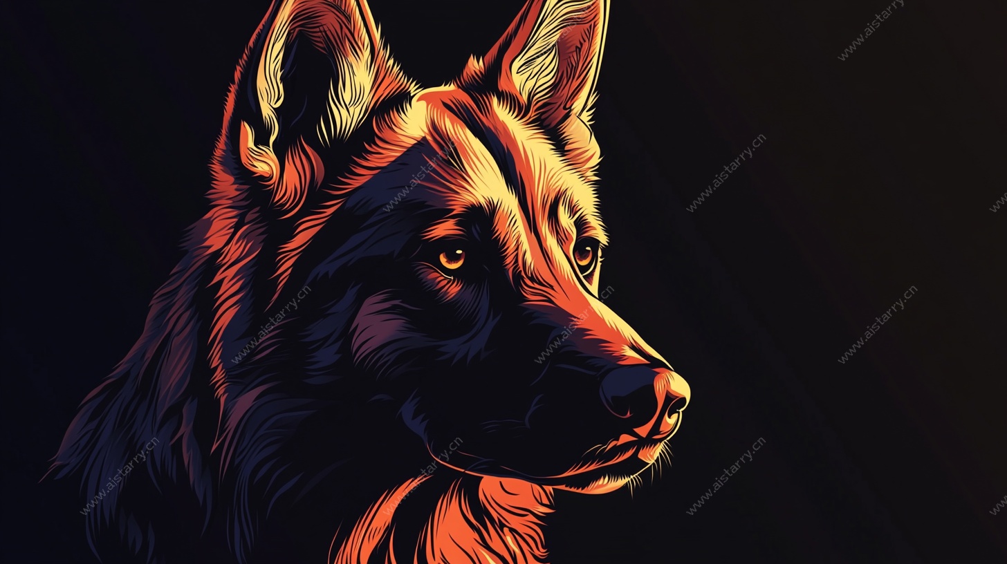 光影下的德国牧羊犬头像