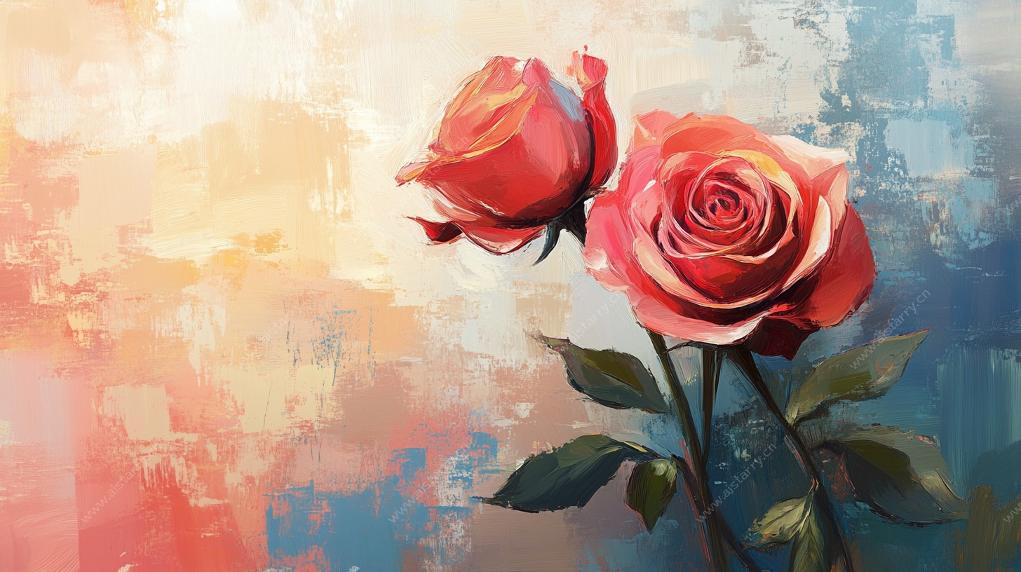双生玫瑰梦幻油画风