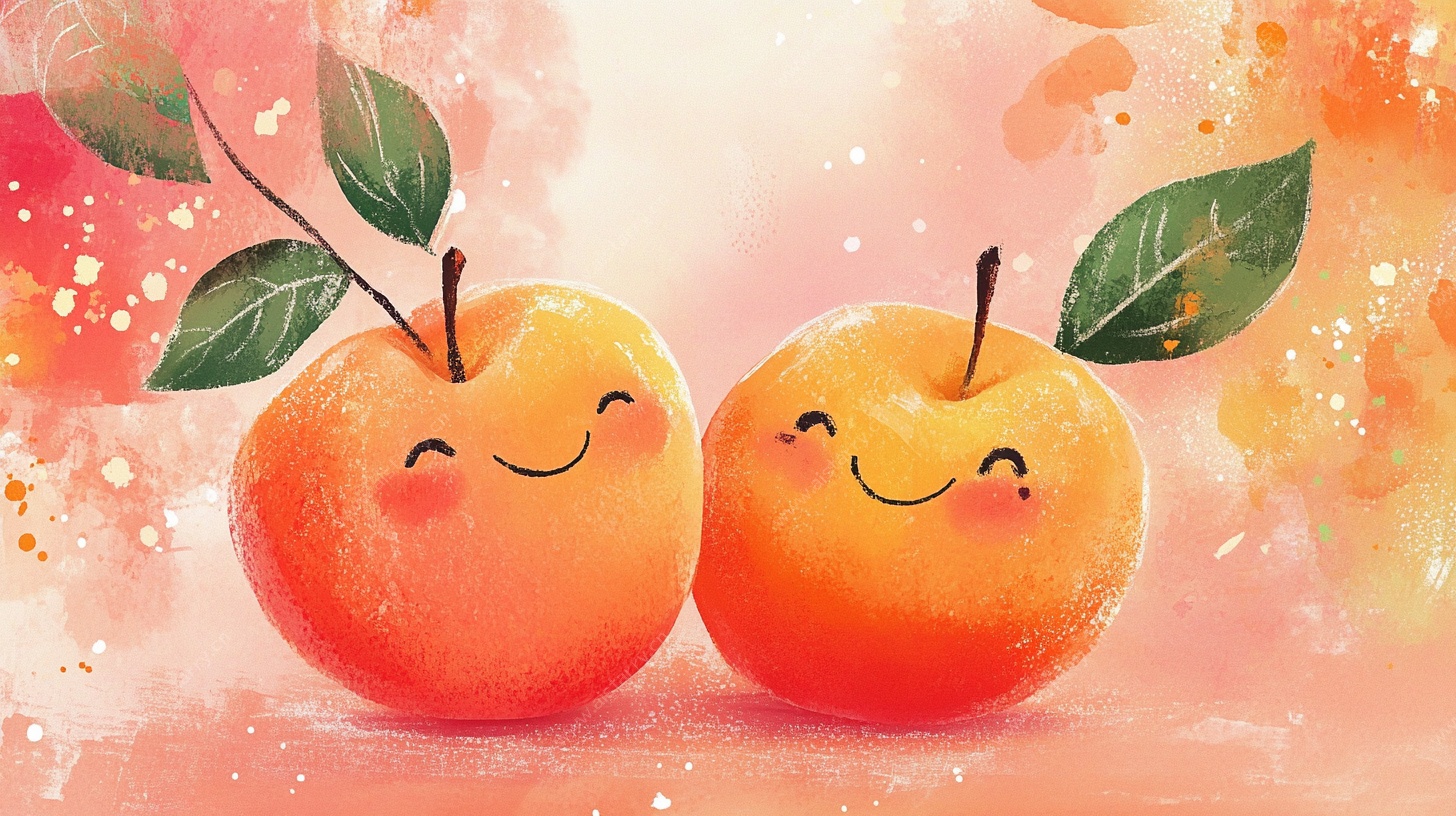 可爱笑脸双橘插画