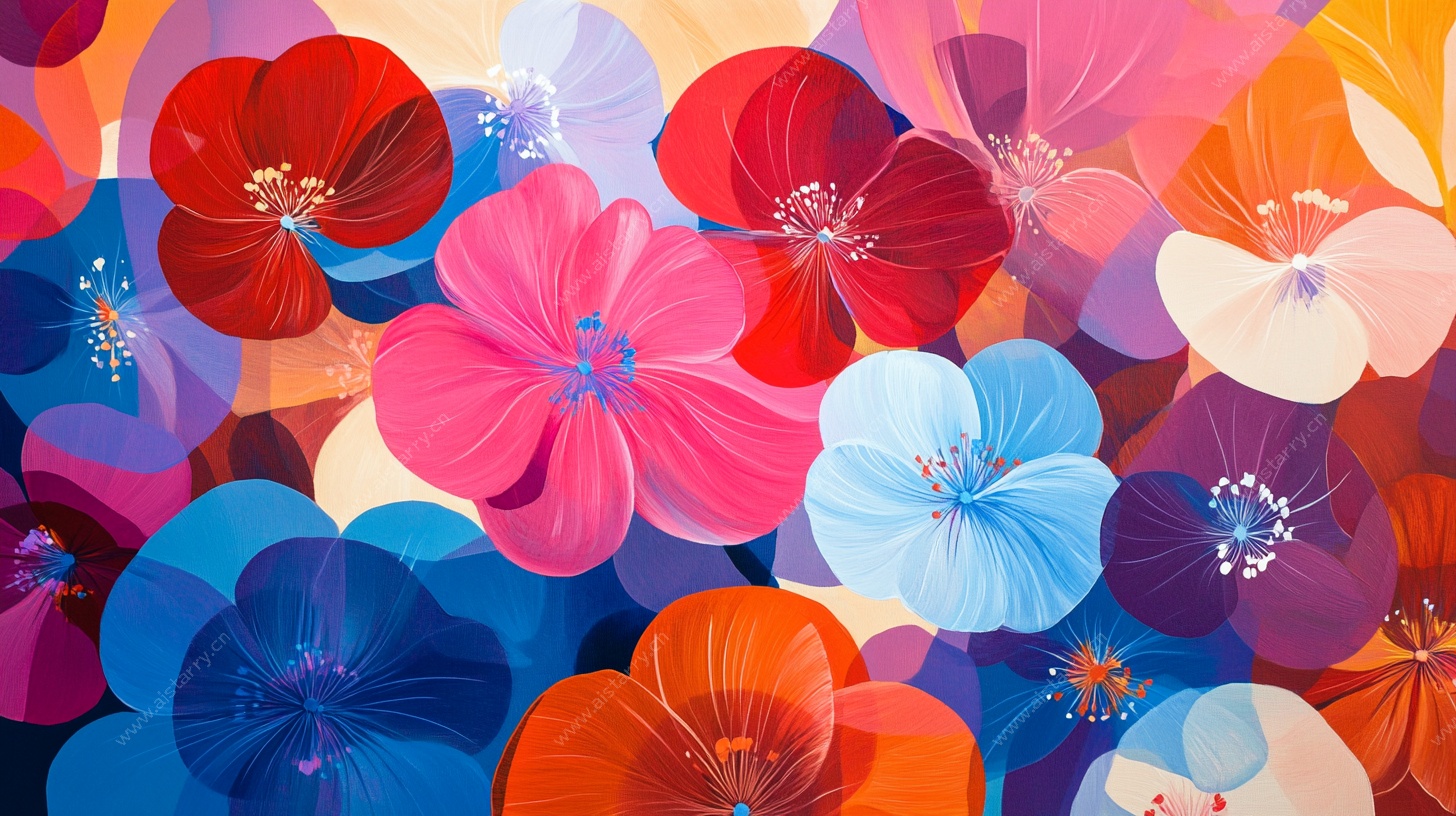 缤纷花卉抽象艺术图案