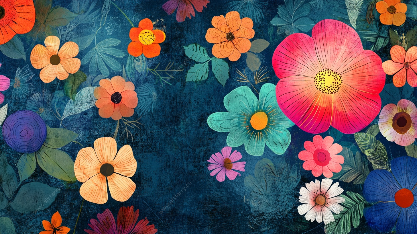 缤纷花卉梦幻背景图