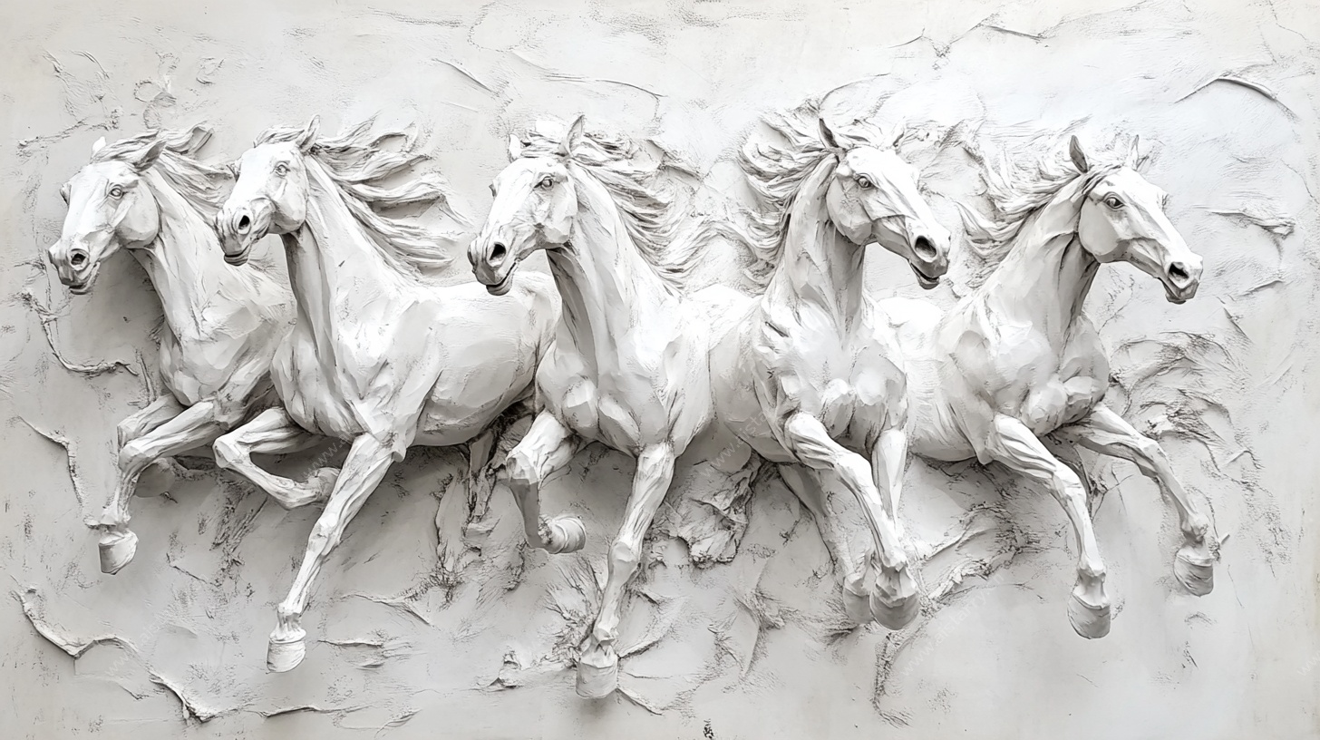 奔腾骏马浮雕艺术作品