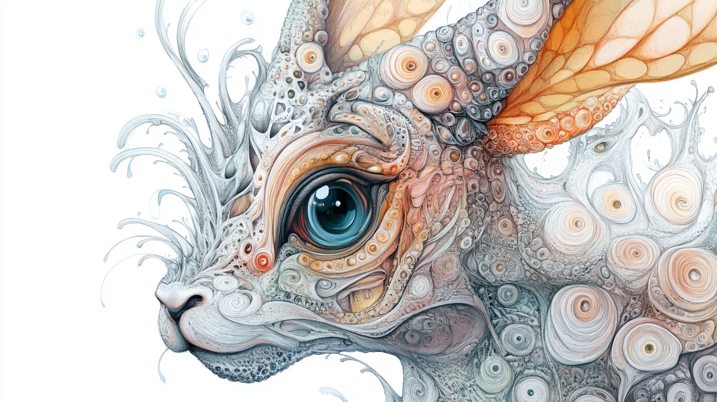 奇幻装饰风兔头插画