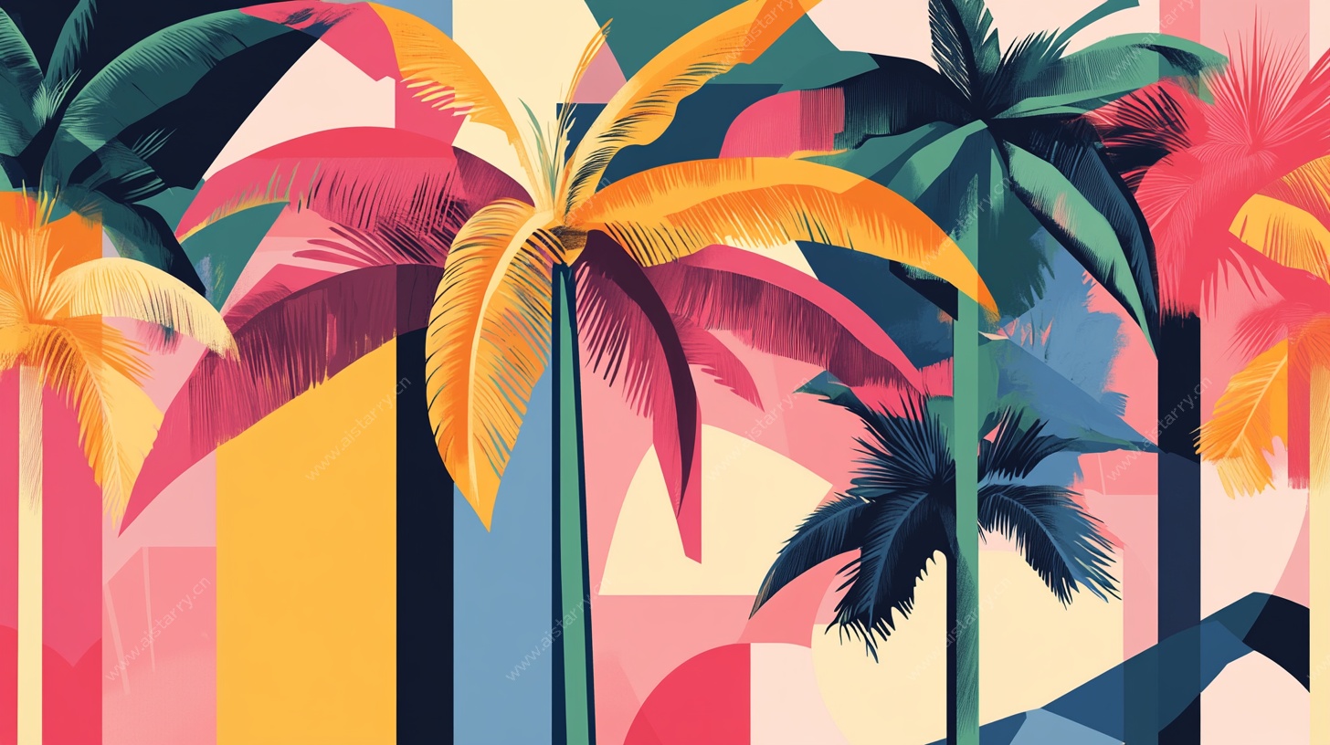 热带风情棕榈树插画