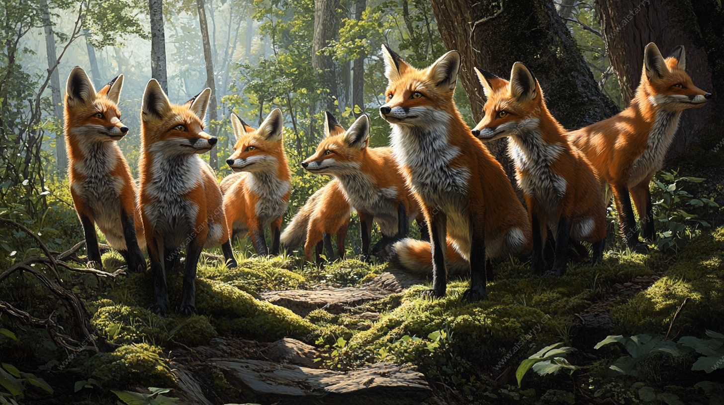 森林中的狐狸家族
