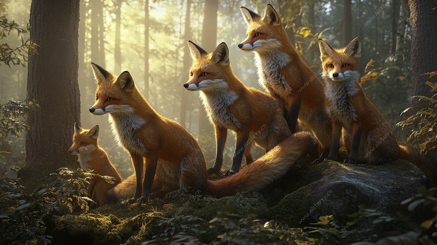 森林中的狐狸家族