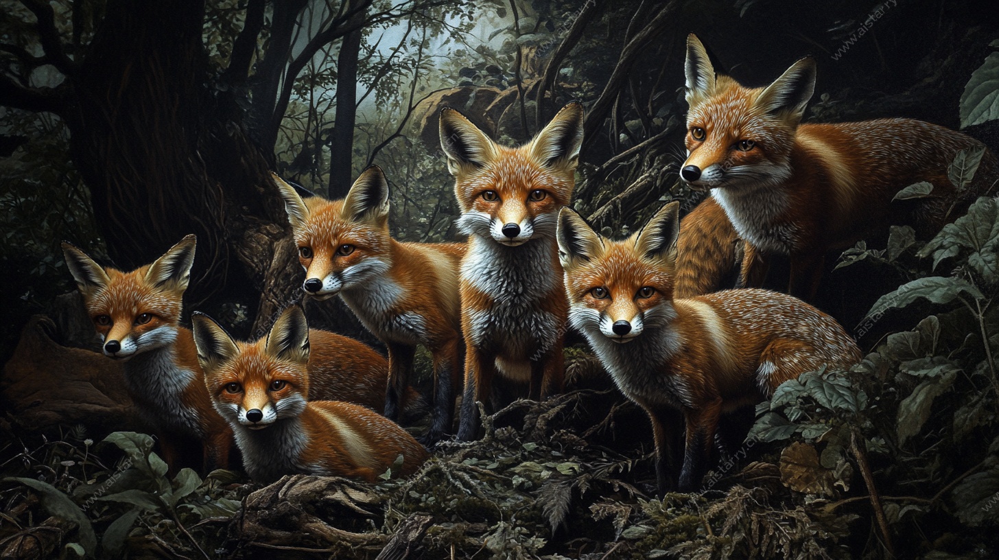 森林中的狐狸家族