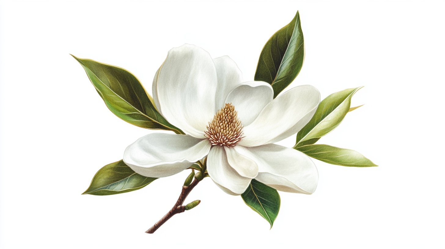 白玉兰花卉插画