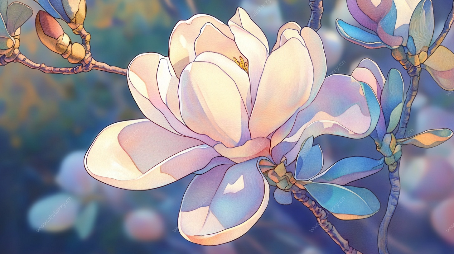 梦幻玉兰花插画