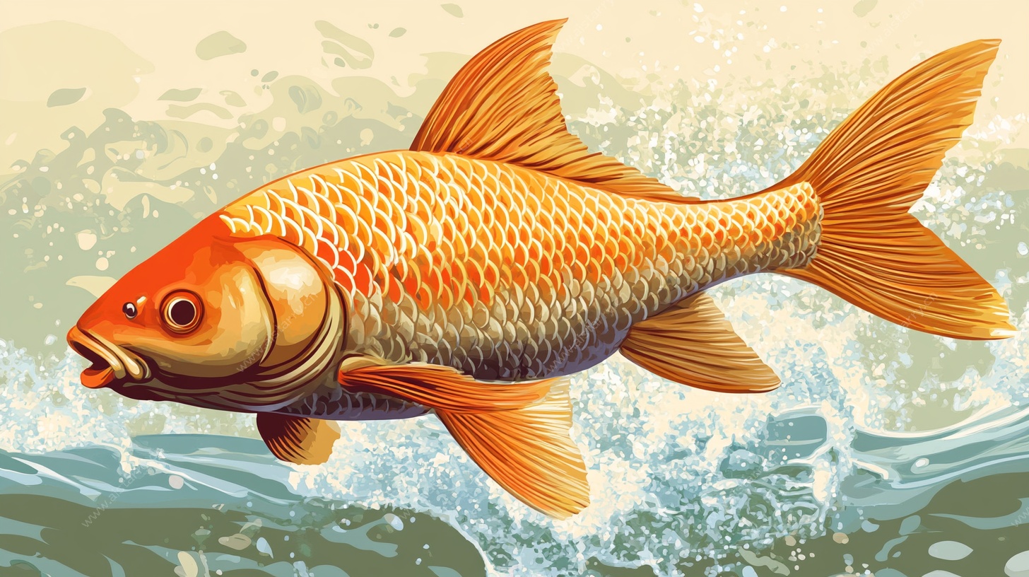 跃动的金色鲤鱼