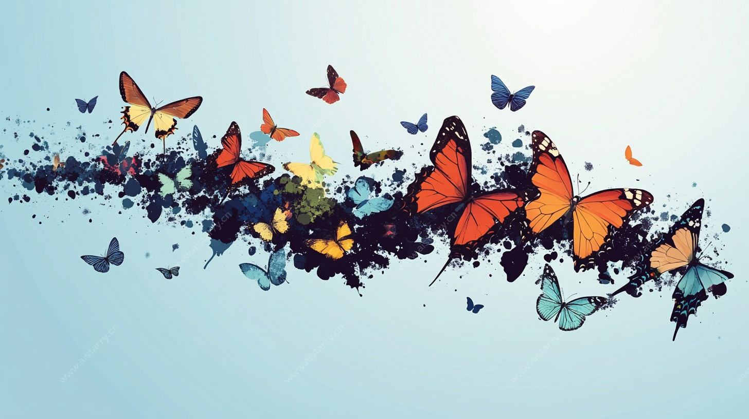 群蝶飞舞的梦幻艺术图景