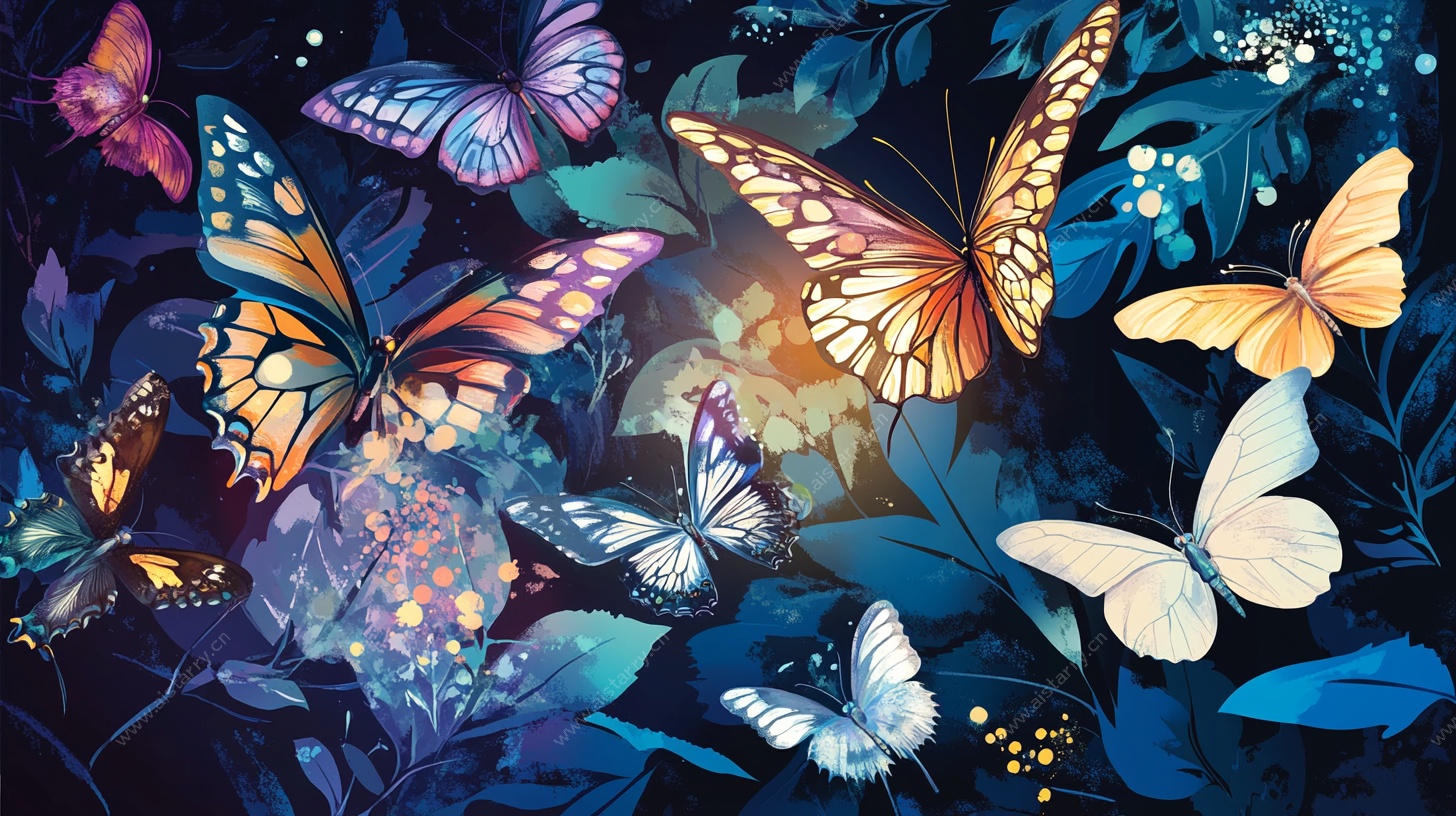 梦幻蝶舞夜之景