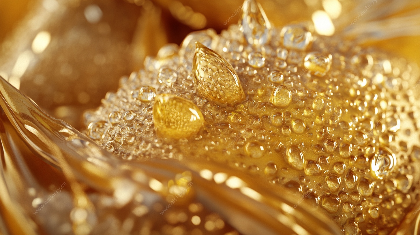 金色水滴晶莹果实特写