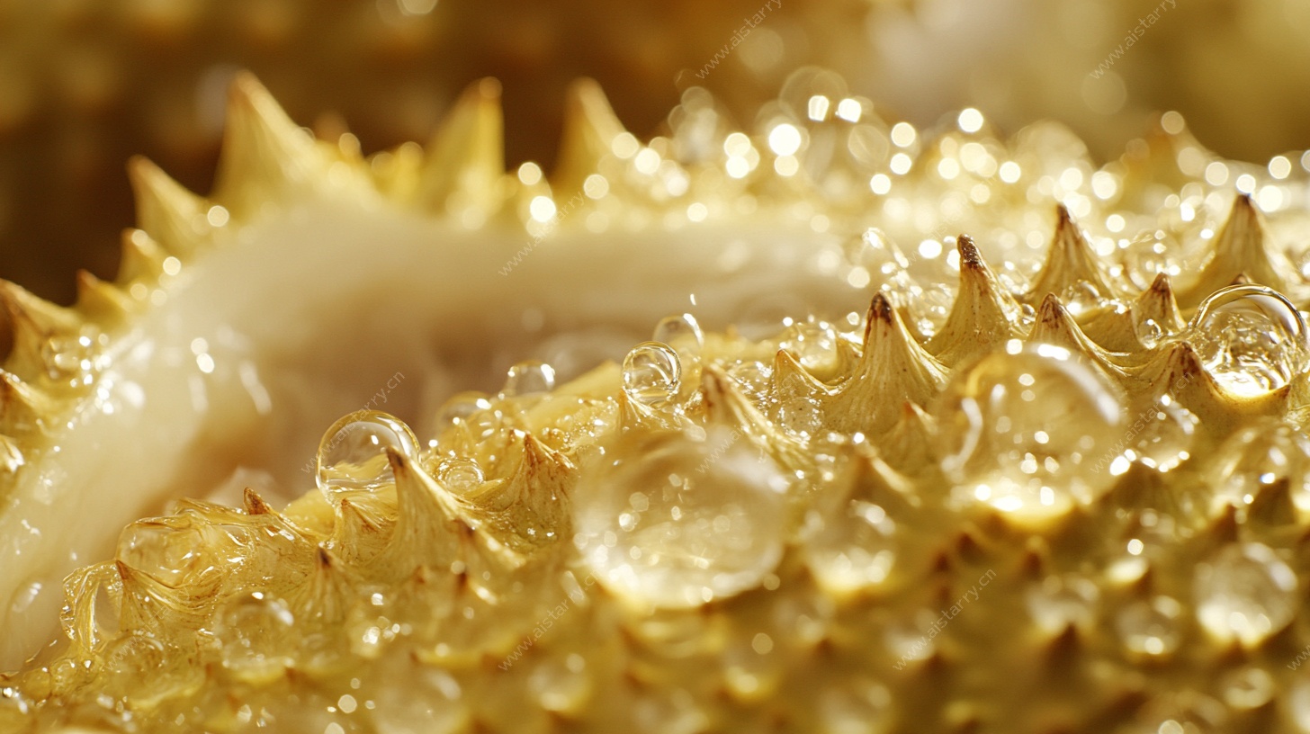 带水珠的榴莲特写