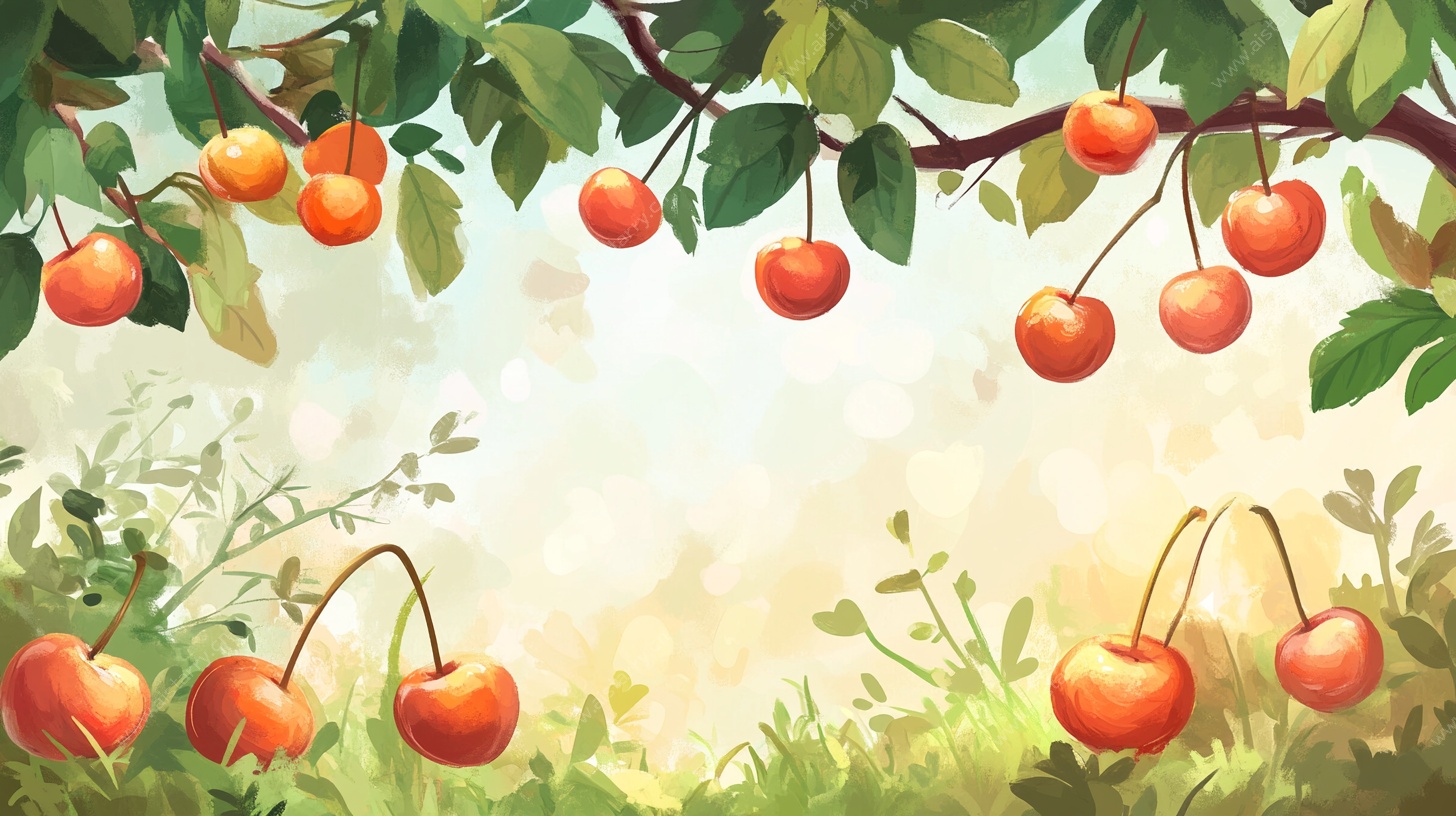 枝头红樱桃 田园清新景