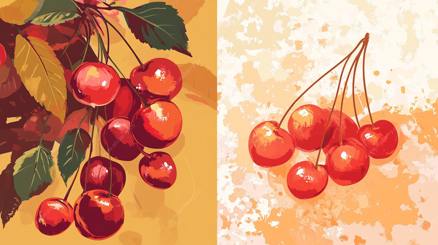 樱桃插画 甜蜜鲜果风情