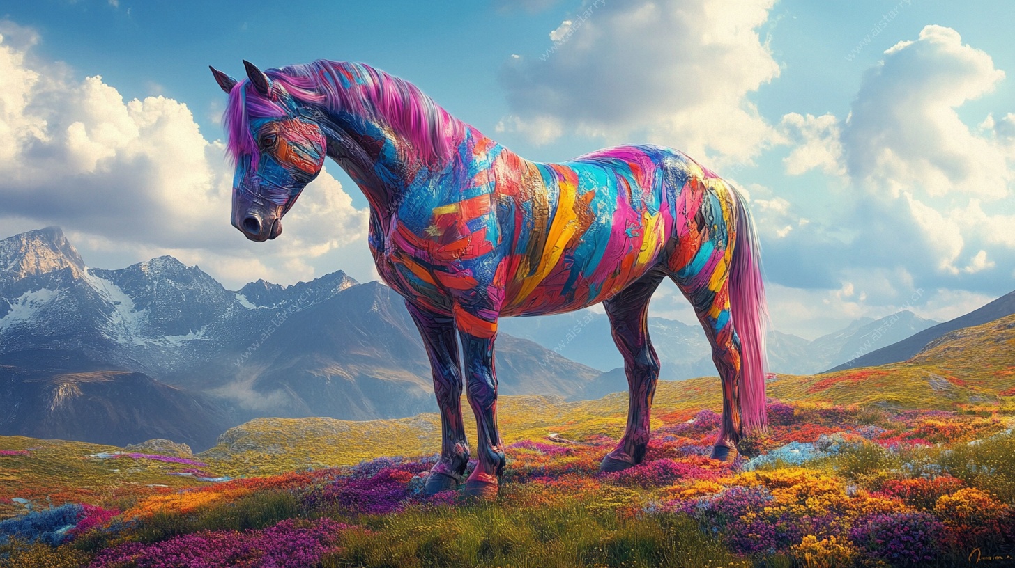 五彩斑斓马立梦幻原野