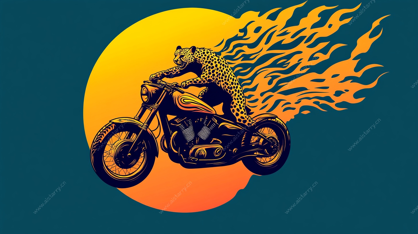 猎豹骑摩托火焰特效图