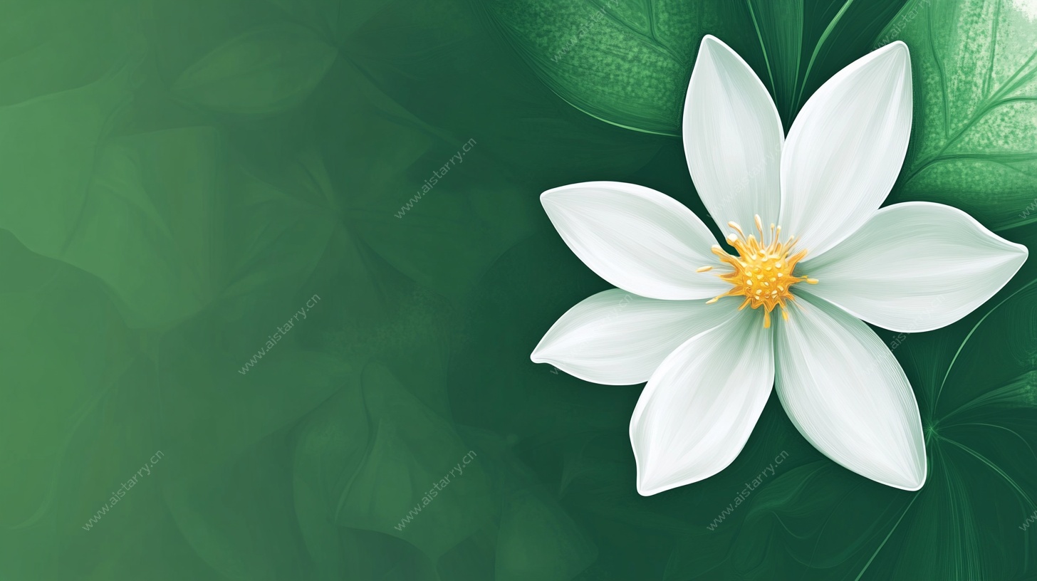 白色花卉绿叶背景图