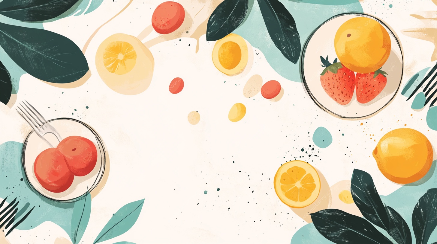 清新水果插画背景图