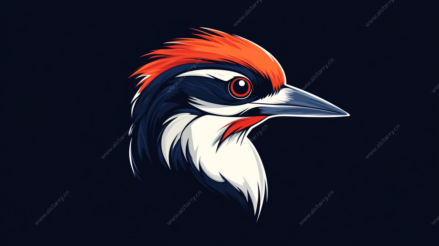 啄木鸟头像插画