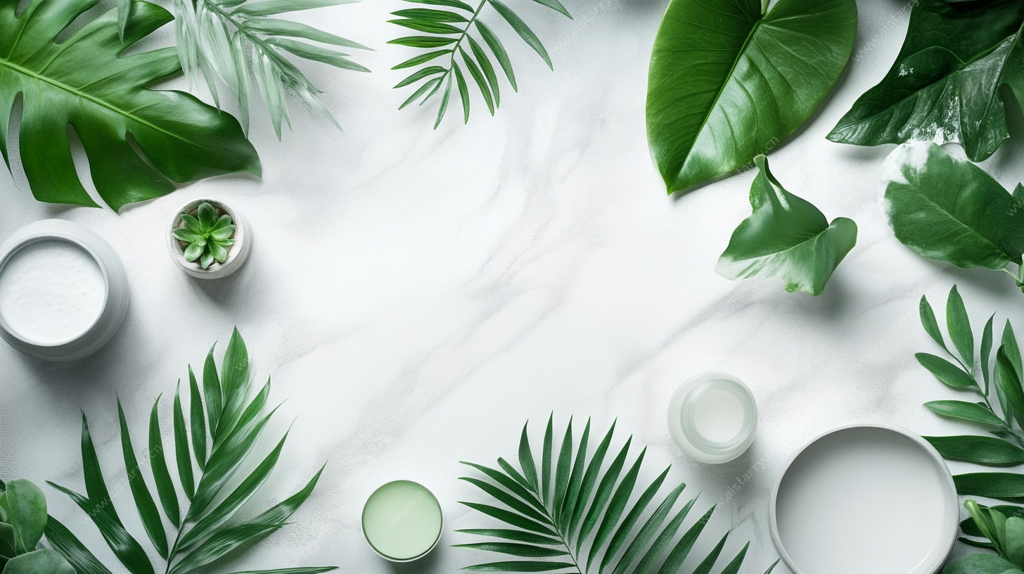 绿植环绕的简约静物场景