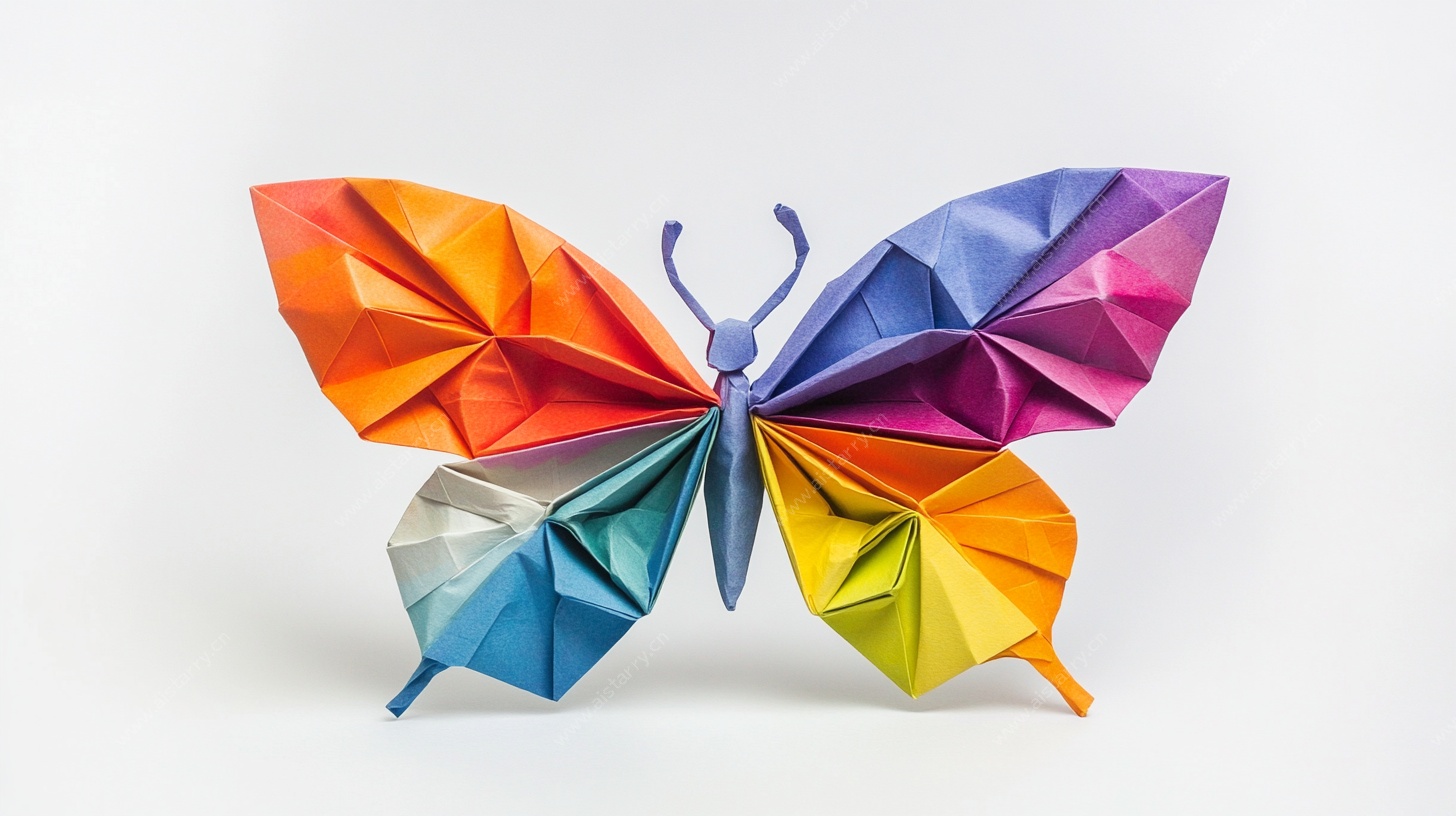 多彩折纸蝴蝶艺术展示