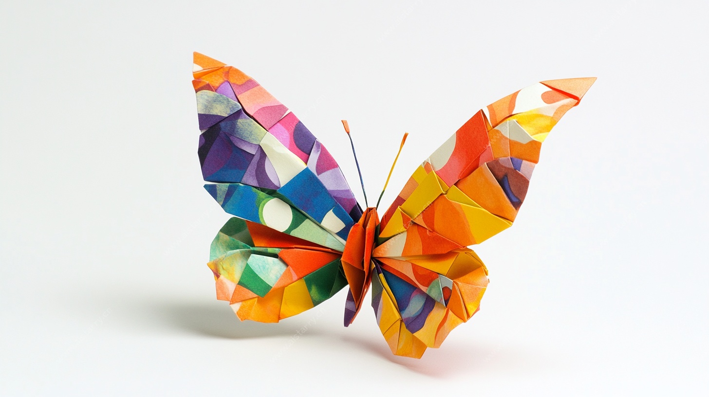 彩色折纸蝴蝶艺术作品
