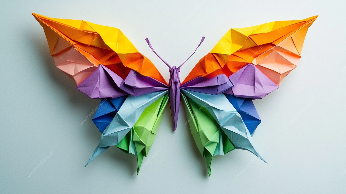 彩色折纸蝴蝶艺术作品