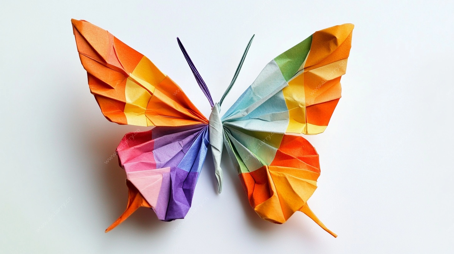 彩色折纸蝴蝶艺术作品