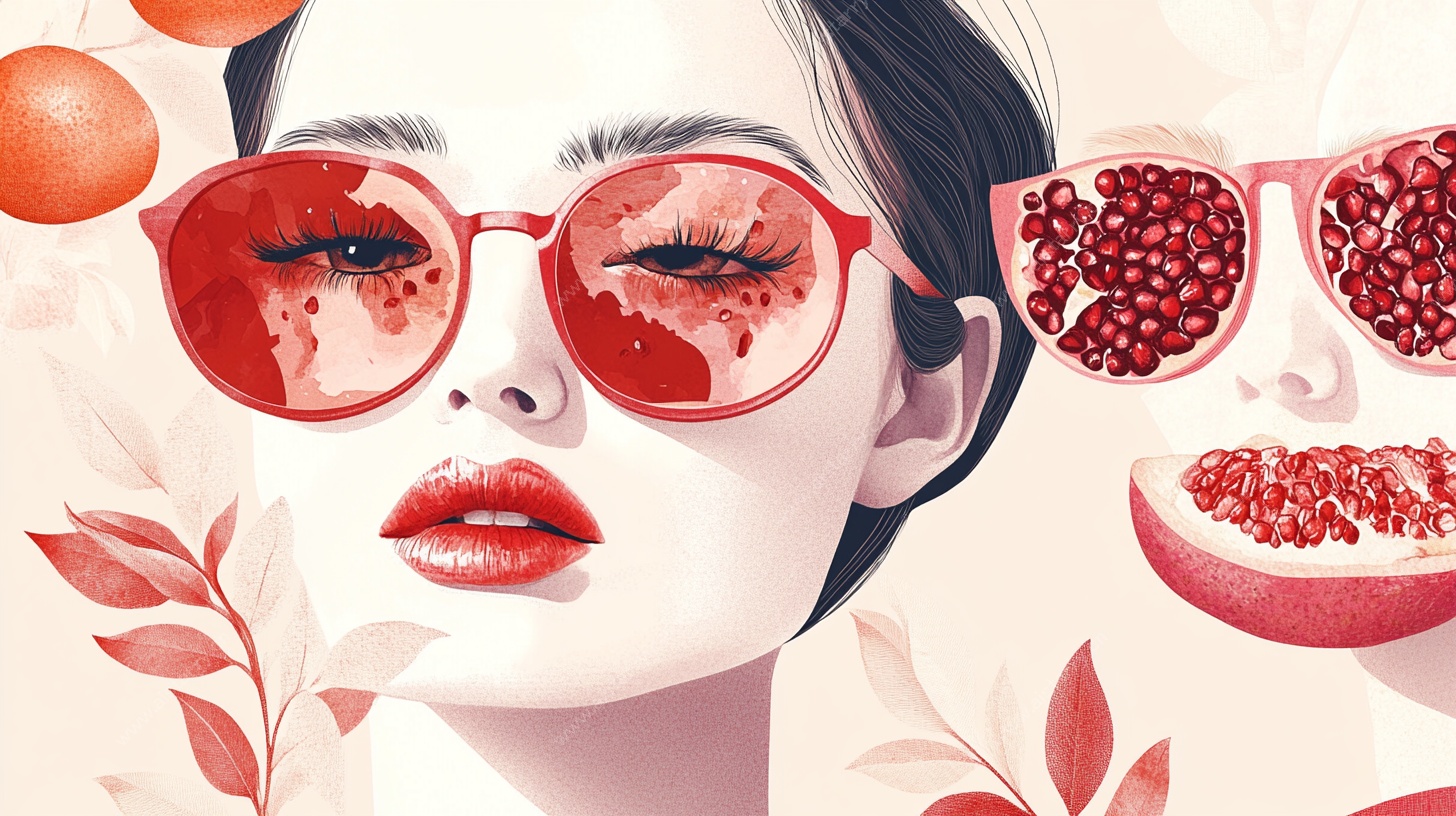 时尚水果元素创意女性插画