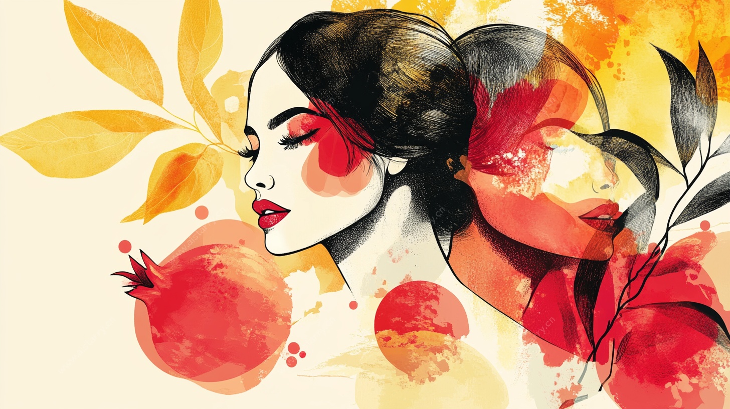 石榴美人插画