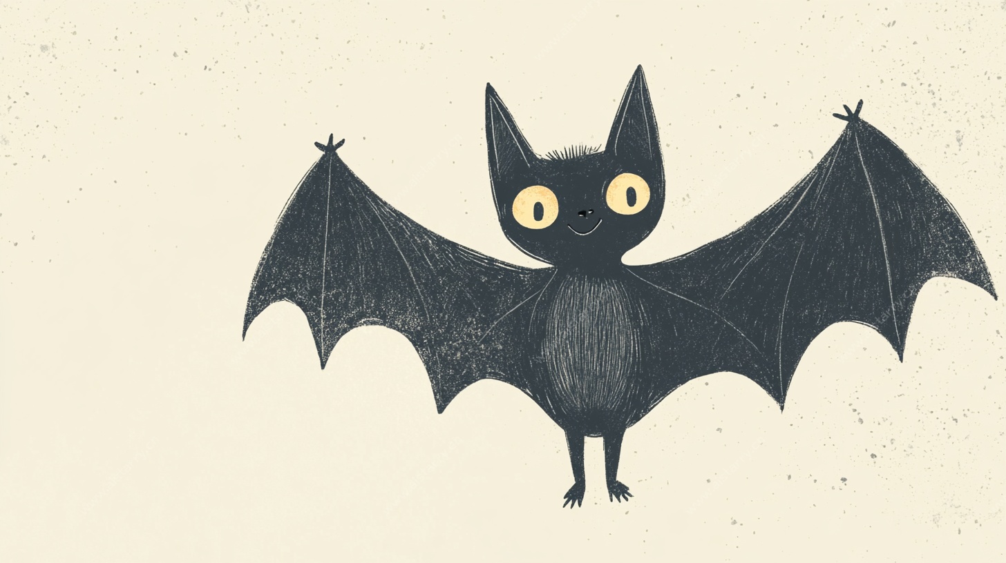 可爱黑蝙蝠插画