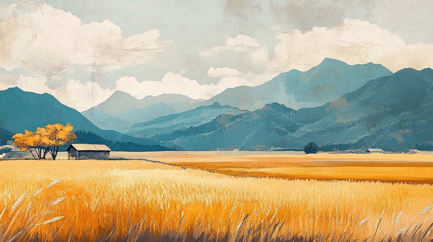 秋日田野山居图景