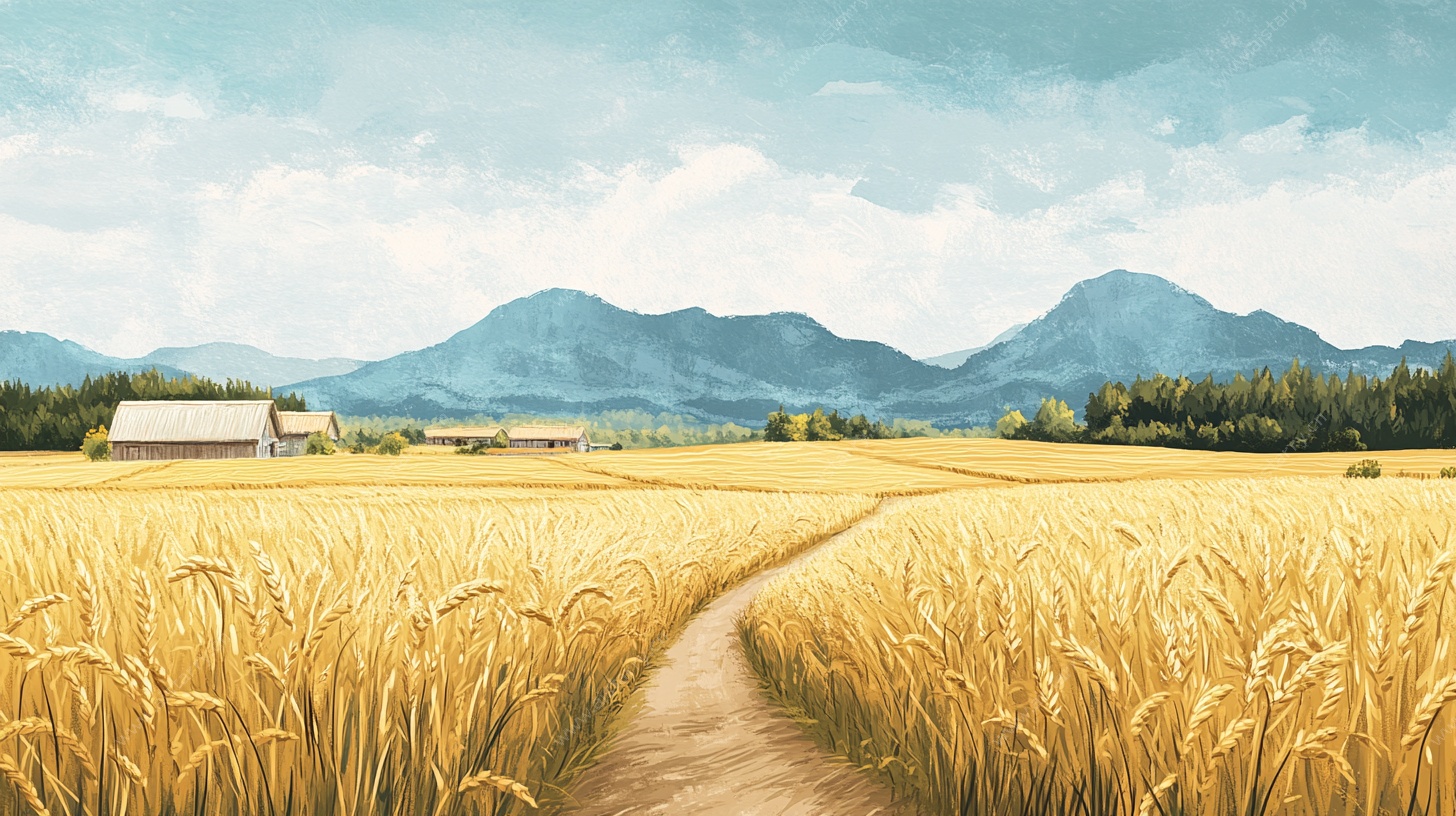 麦田间小径的田园风光