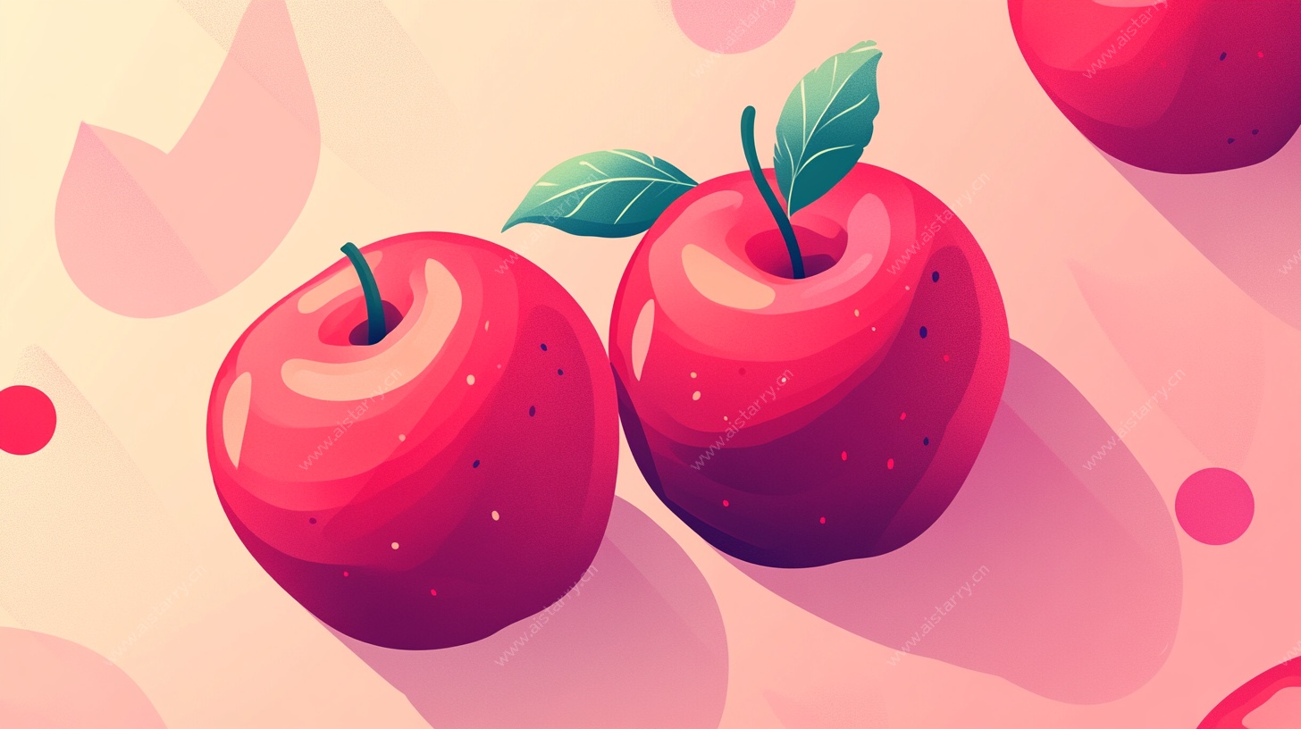 红苹果插画 甜蜜水果世界