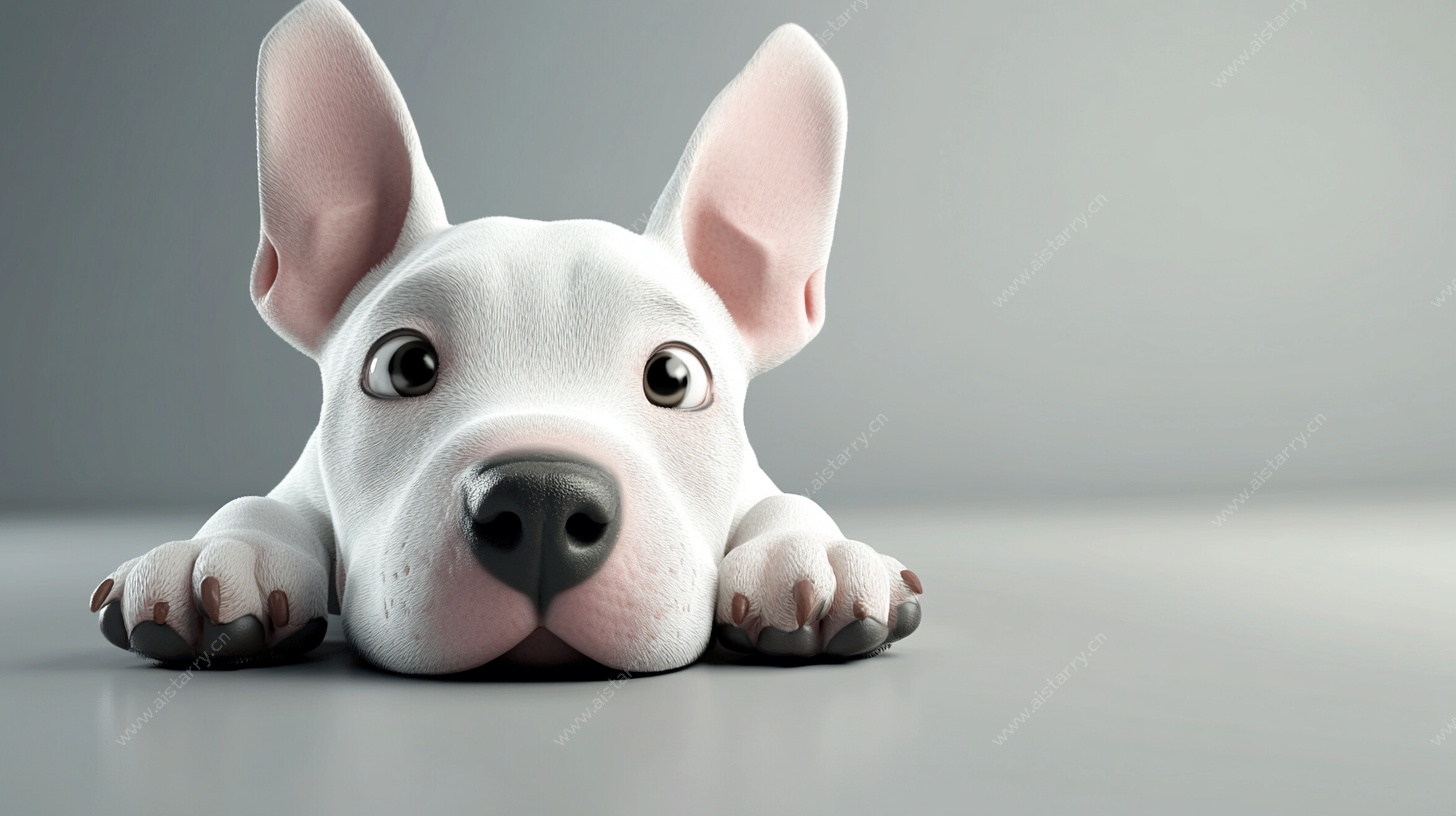 趴着的可爱白色小狗