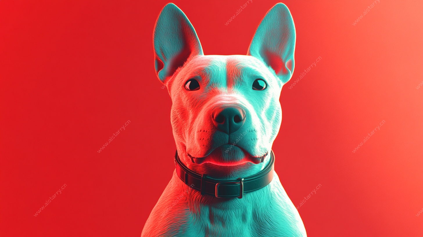 红蓝配色的立体比特犬头像