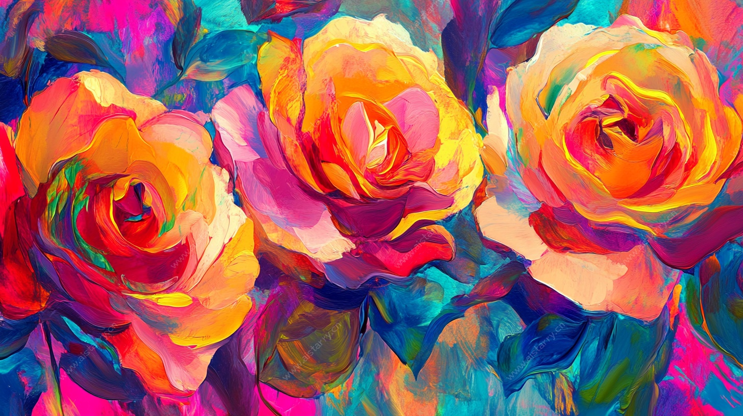 多彩绽放的抽象玫瑰花