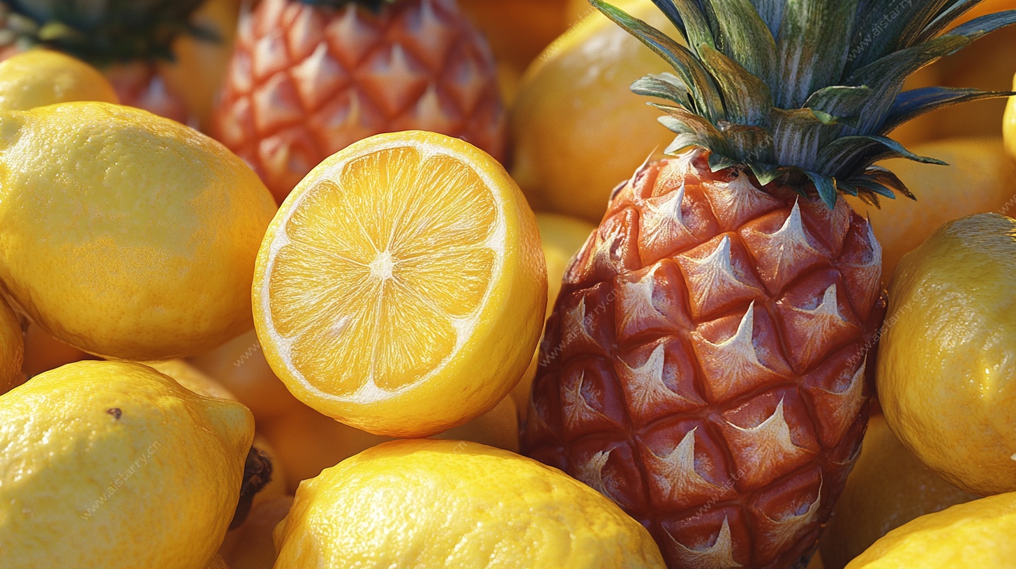 菠萝柠檬水果堆